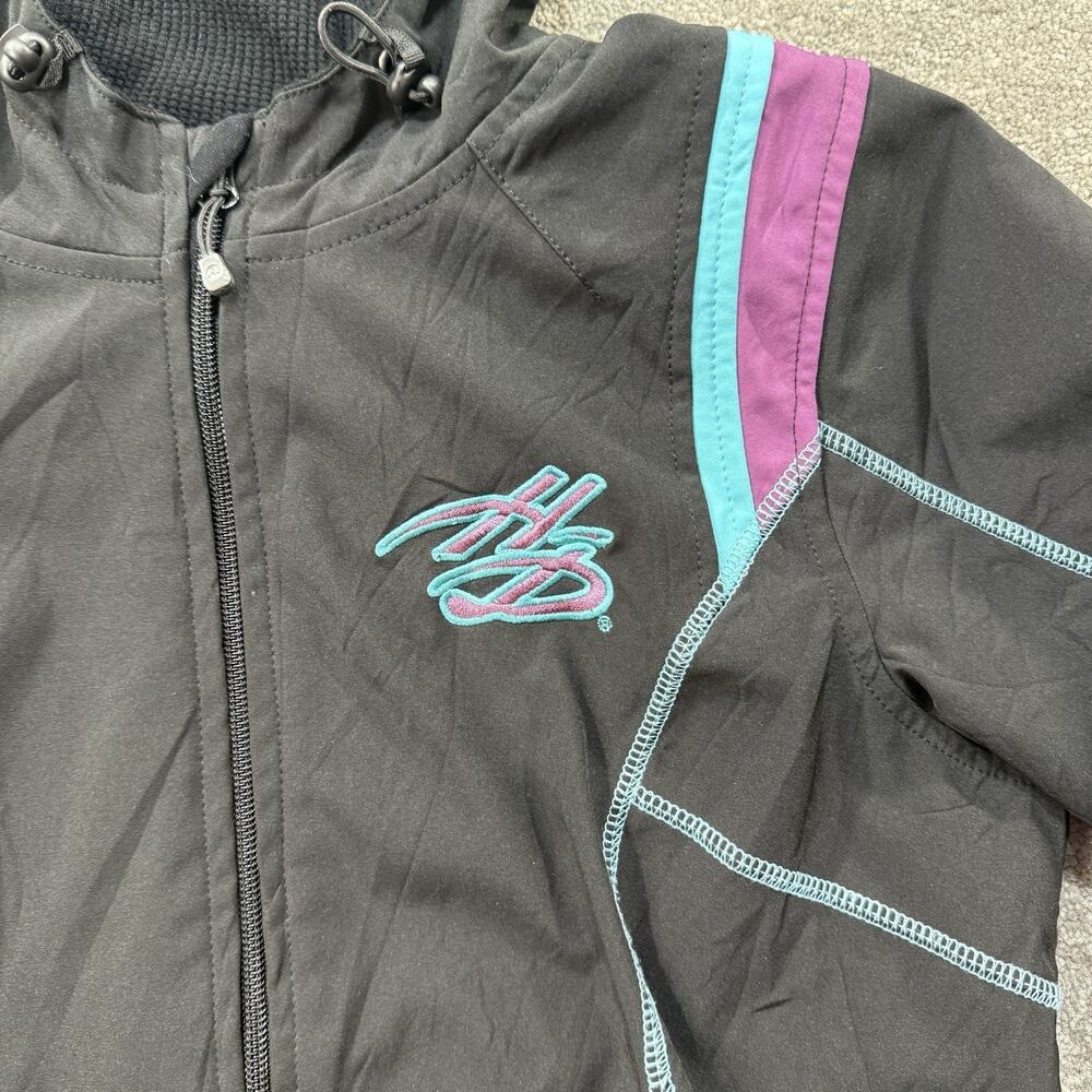 Harley-Davidson Womens Colorblock Soft Shell Jacket M Black Teal Purple Hooded - Picture 2 of 13